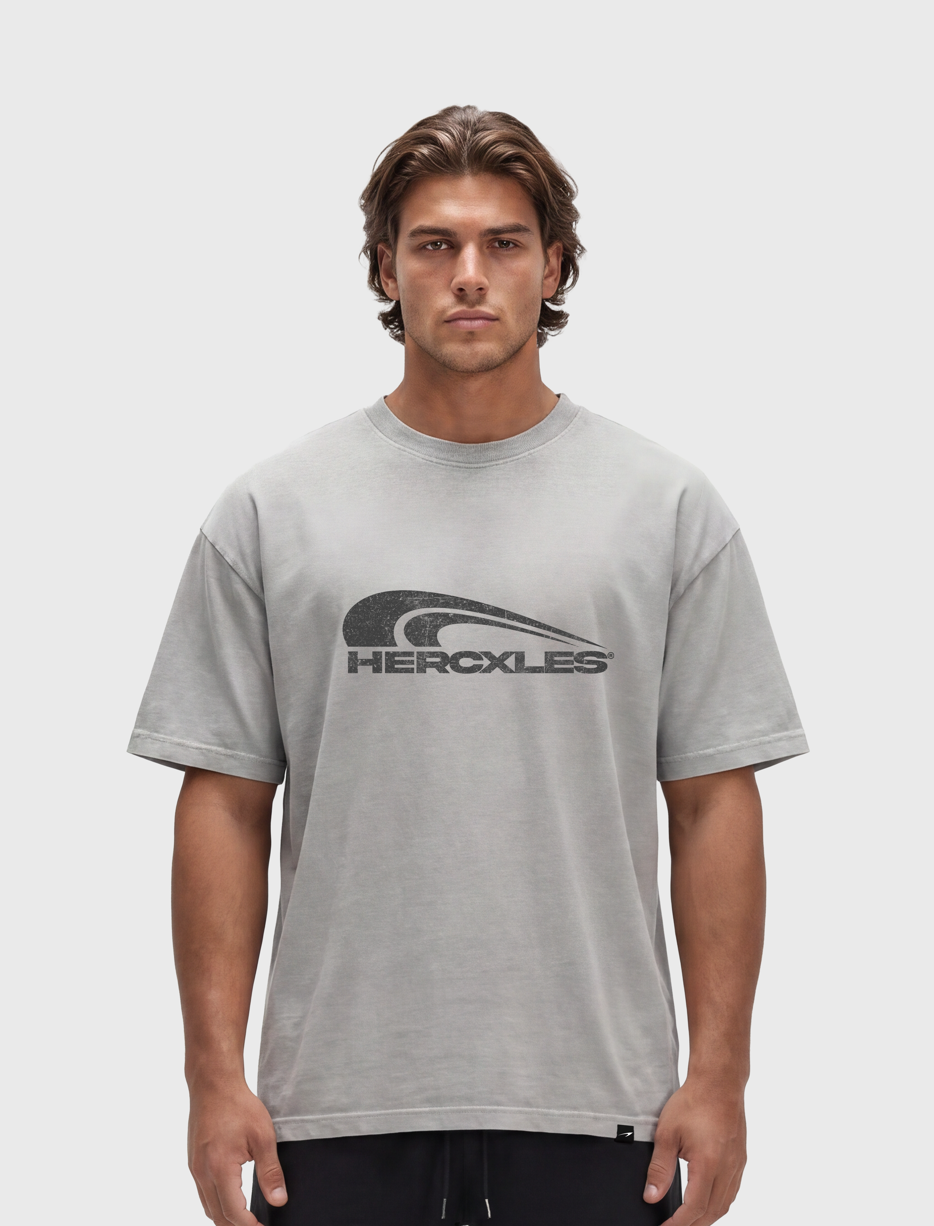 HERCXLES 2026: Vintage Wash T-Shirt - Light Grey model front